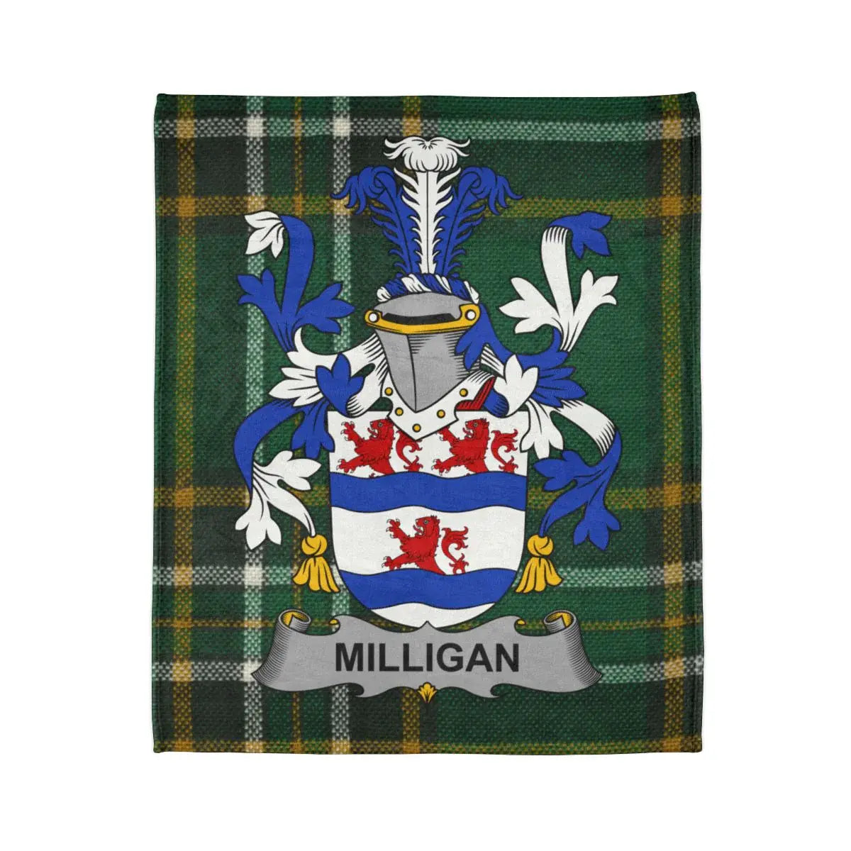 Milligan Family Coat of Arms Tartan Pattern Blanket