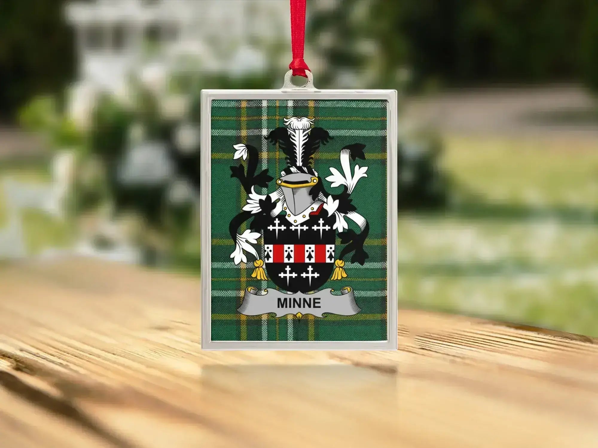 Minne Coat of Arms Engraved Glass Ornament product