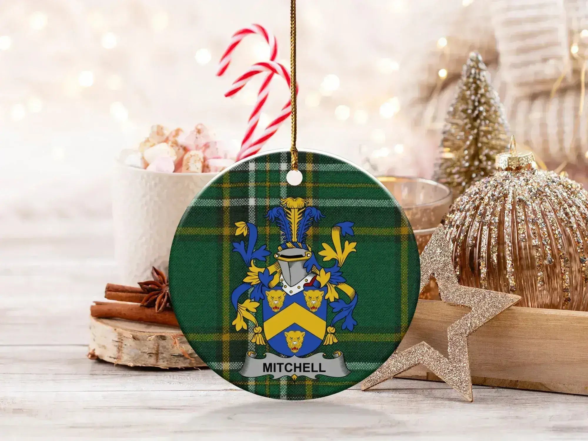 Festive Personalized Family Crest Christmas Ornament product type