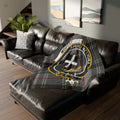 Clan Moffat tartan throw blanket — Spero Meliora crest on lightweight polyester, 50" x 60"