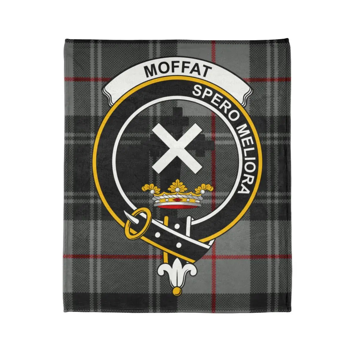 Moffat Spero Meliora clan crest throw blanket — full print detail, fade-resistant colour