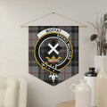 Clan Moffat tartan crest pennant — 18" x 21" polyester twill with wooden dowel, Spero Meliora design