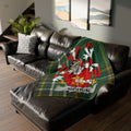 Mohun Family Crest Green and Red Plaid Design Blanket