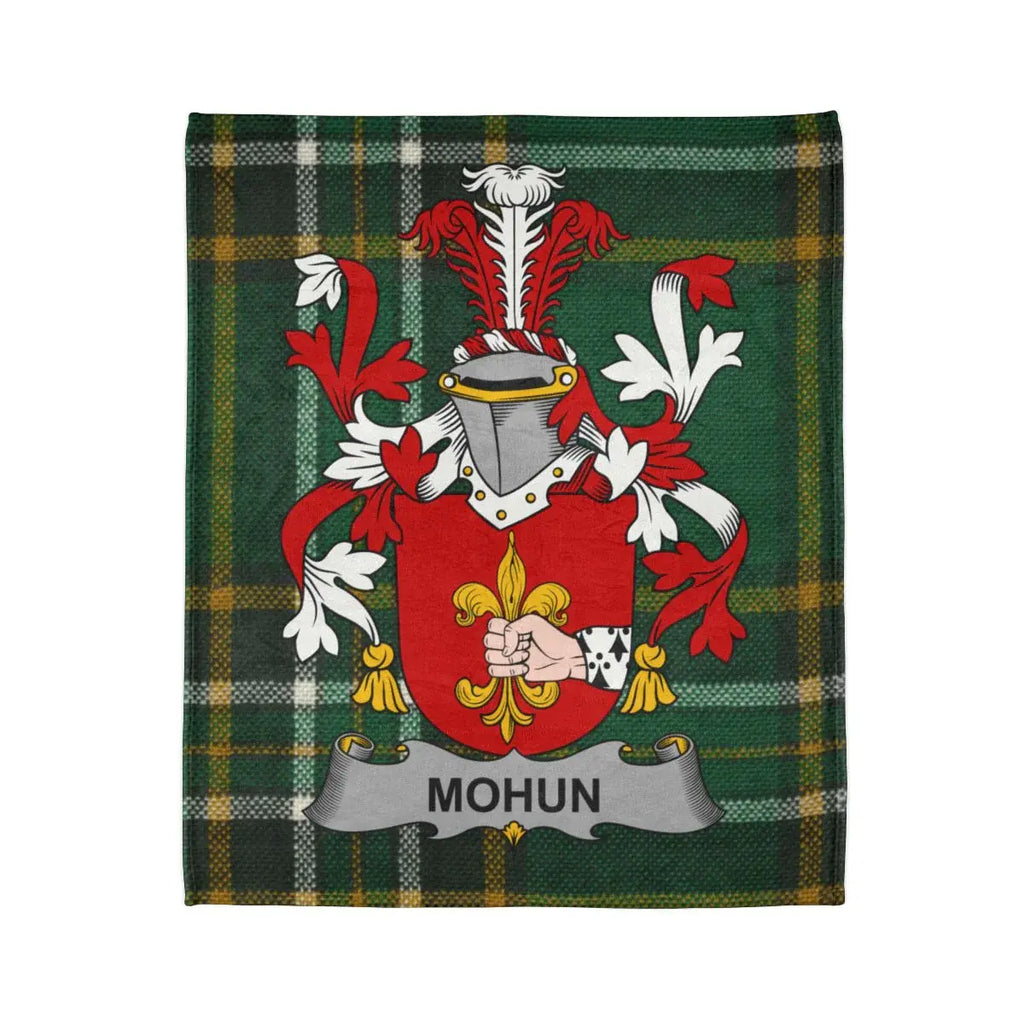 MOHUN Family Crest Tartan Blanket Warm Cozy Fleece