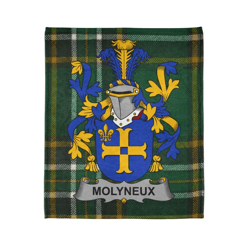 Molyneux Family Crest Plaid Tapestry Blanket