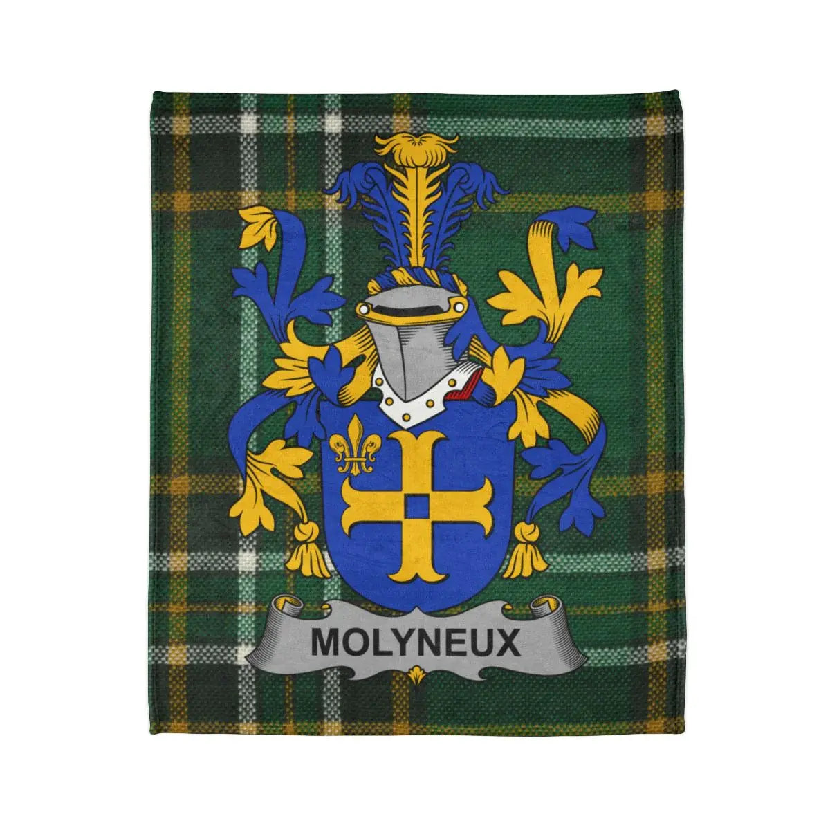 Molyneux Family Crest Plaid Tapestry Blanket
