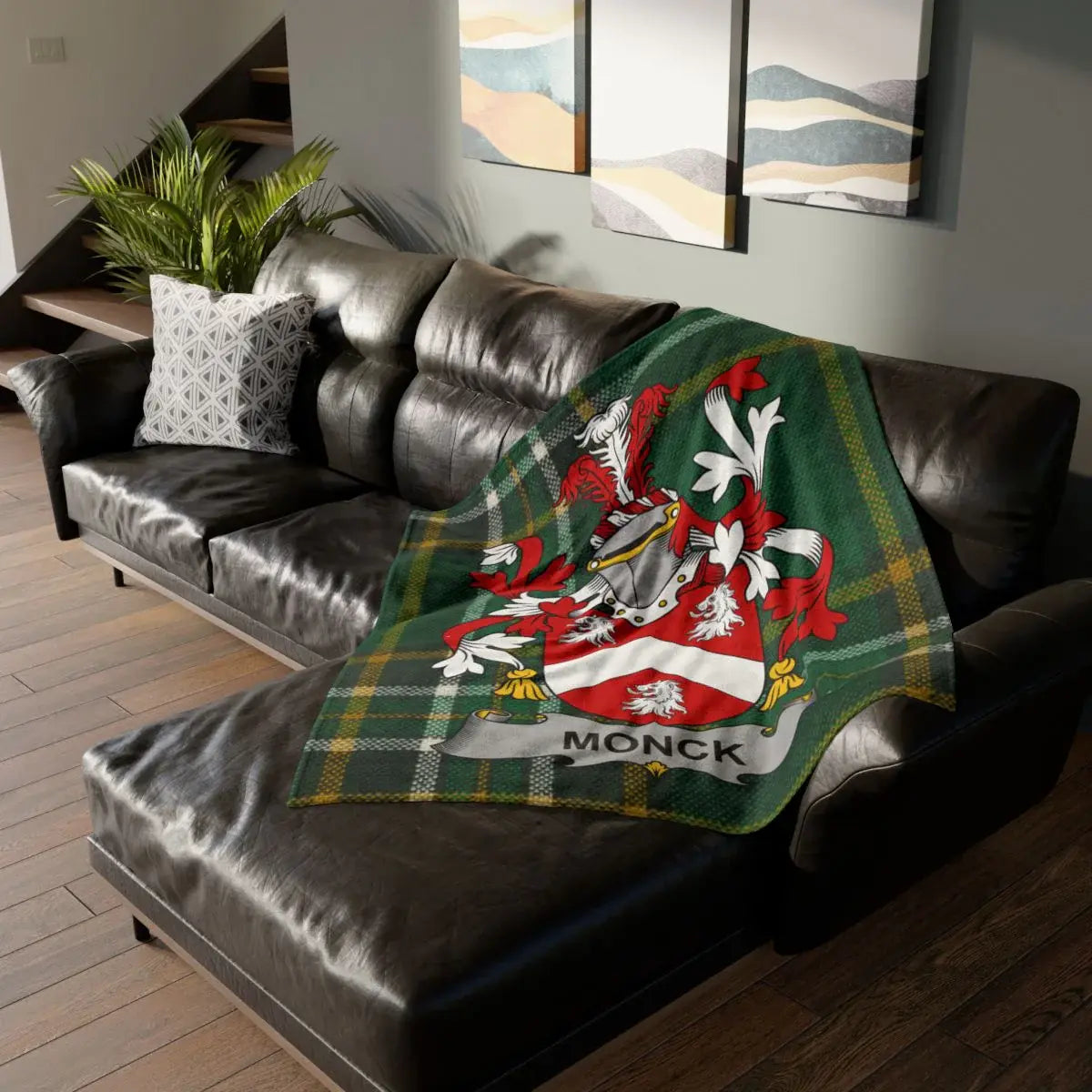 Monck Family Crest Tartan Pattern Throw Blanket