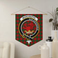 Clan Moncreiffe Sur Esperance red lion tartan pennant hung on wall — 18x21 inch polyester twill with wooden dowel