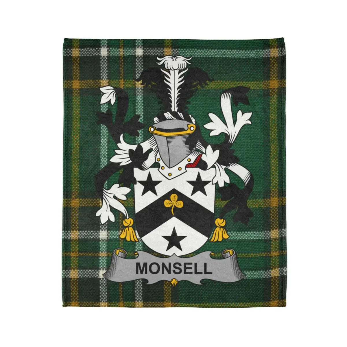Monsell Family Crest Design Tartan Pattern Blanket