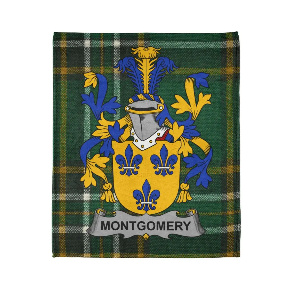 Montgomery Family Crest on Tartan Background Blanket