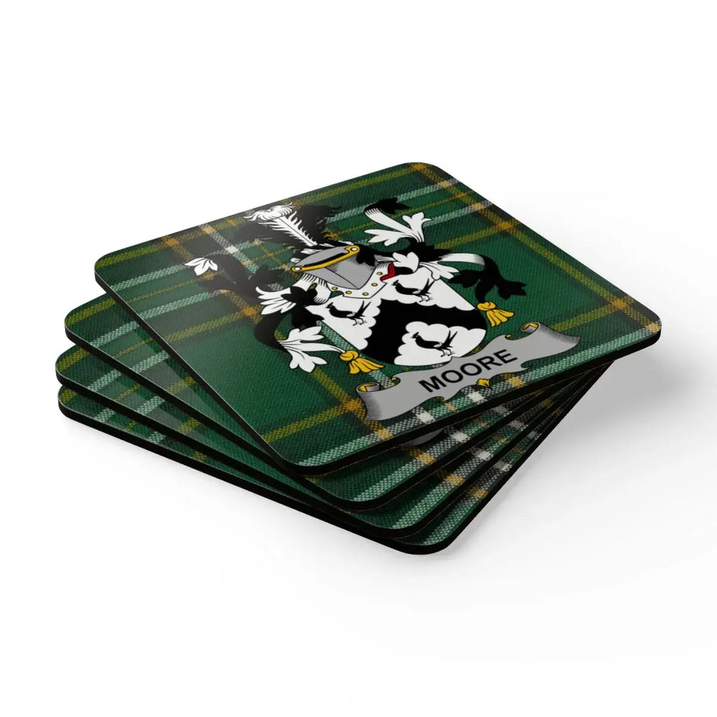 Moore Family Crest Plaid Design Coaster Set product type