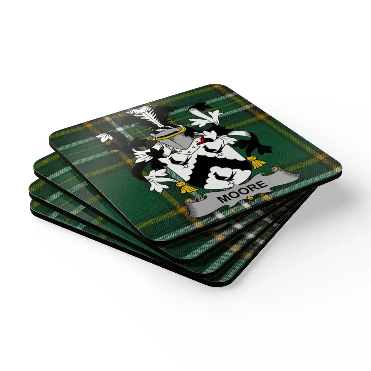 Moore Family Crest Plaid Design Coaster Set product type