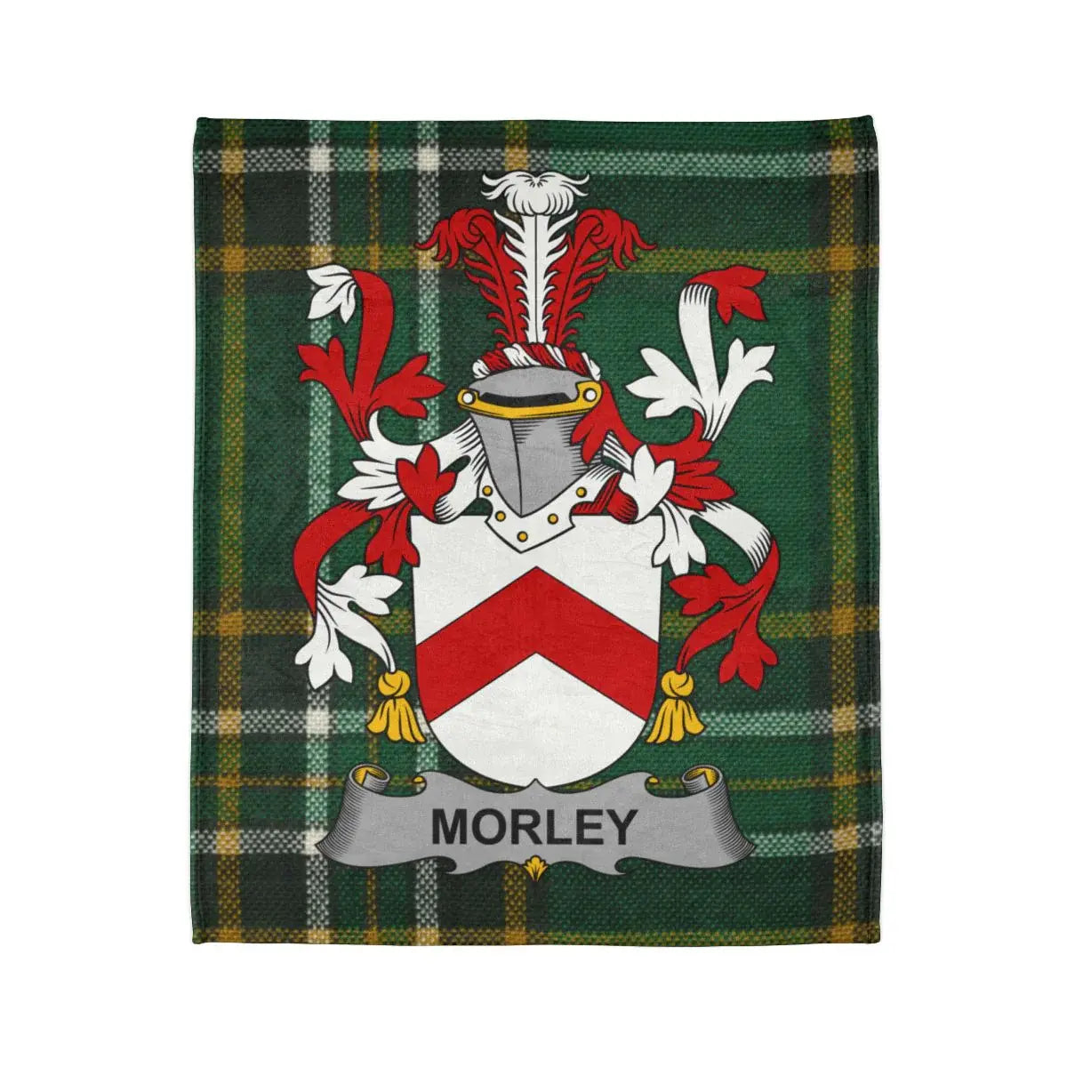 Morley Family Crest Plaid Background Art Print