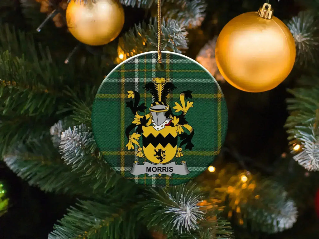 Custom Morris Family Crest Christmas Ornament