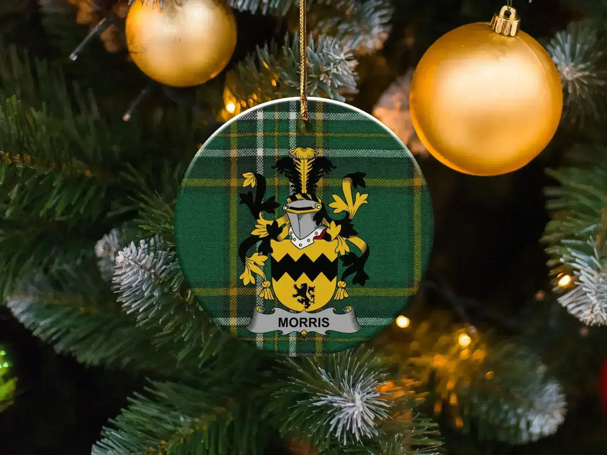 Custom Morris Family Crest Christmas Ornament
