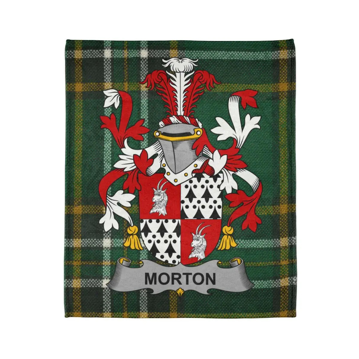 Morton Family Crest Green Plaid Blanket