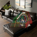Clan Muirhead Auxilio Dei tartan throw blanket — clan colours on sofa, 50x60 inch polyester
