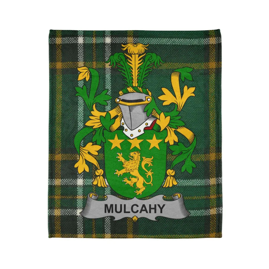 Mulcahy Family Crest Green and Yellow Blanket