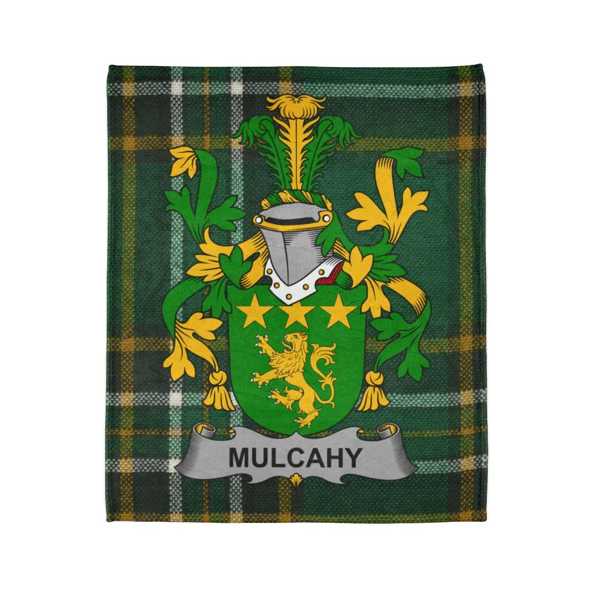 Mulcahy Family Crest Green and Yellow Blanket