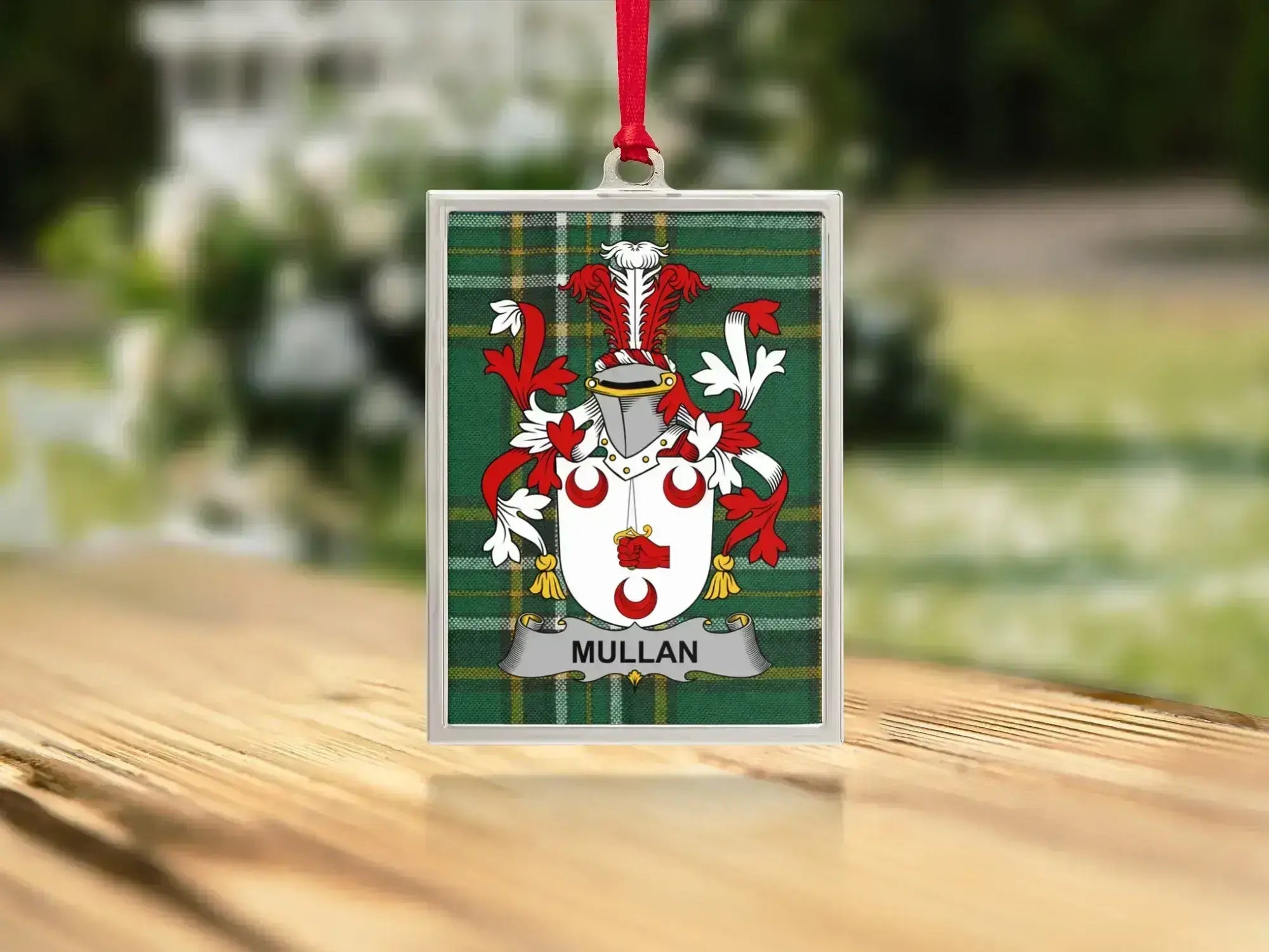 Mullan Family Crest Plaid Background Ornament product type
