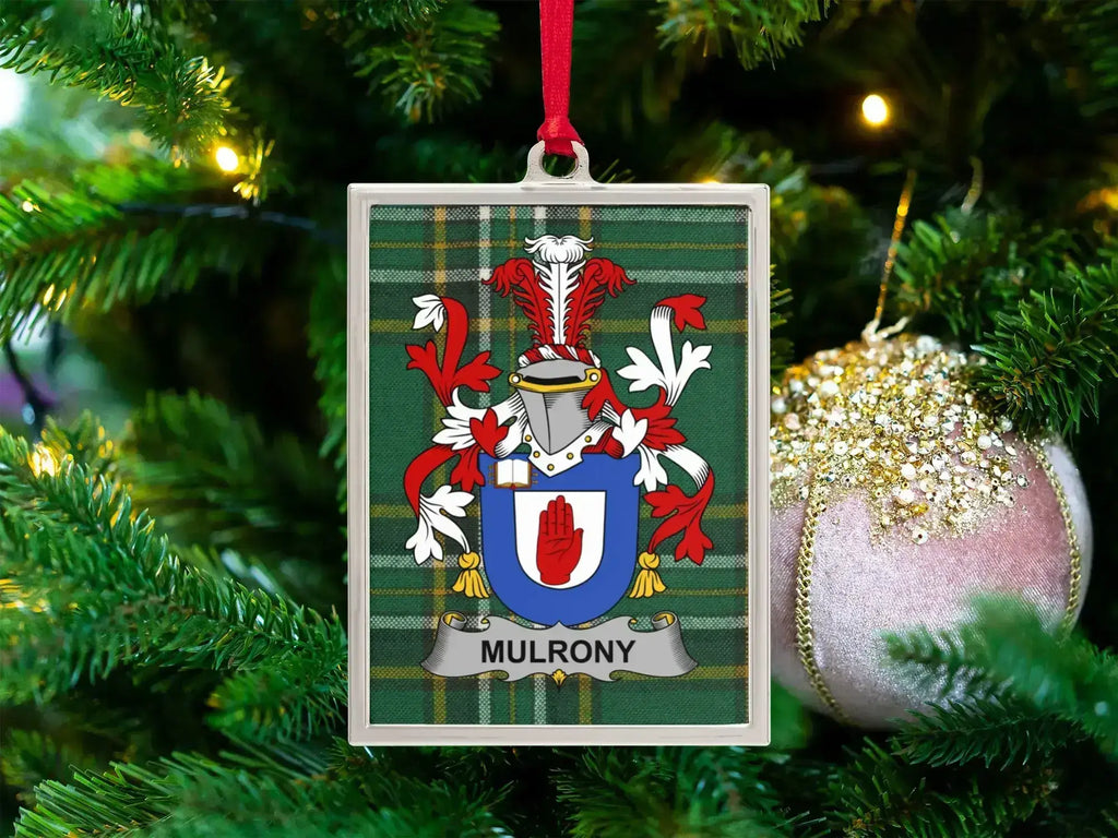 Personalized Family Crest Green Tartan Ornament product type