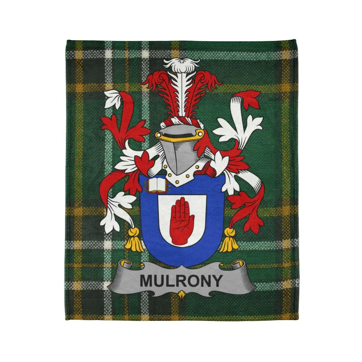 Mulrony Family Crest and Tartan Blanket Design