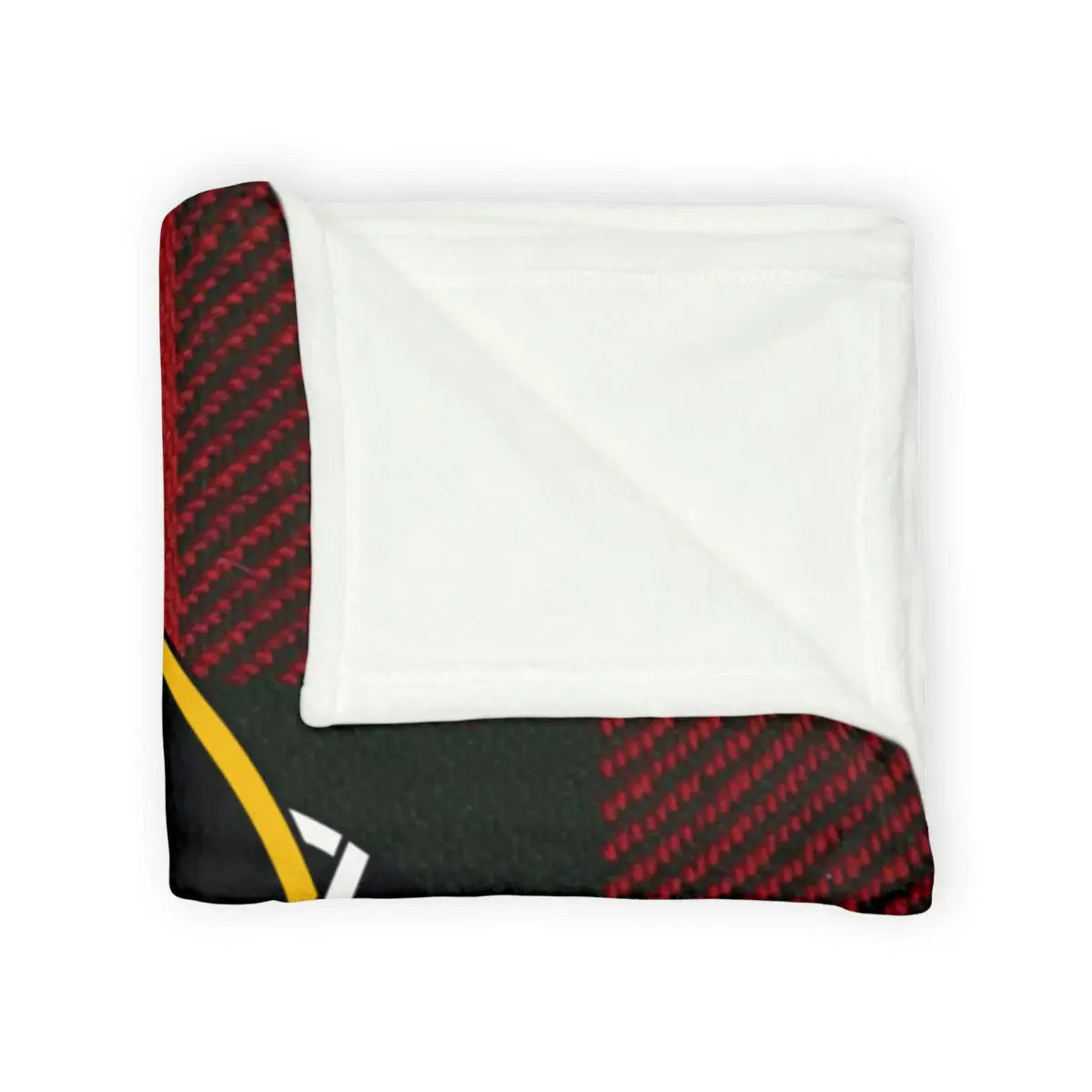 Munro Dread God tartan throw blanket folded — eagle clan crest on lightweight polyester