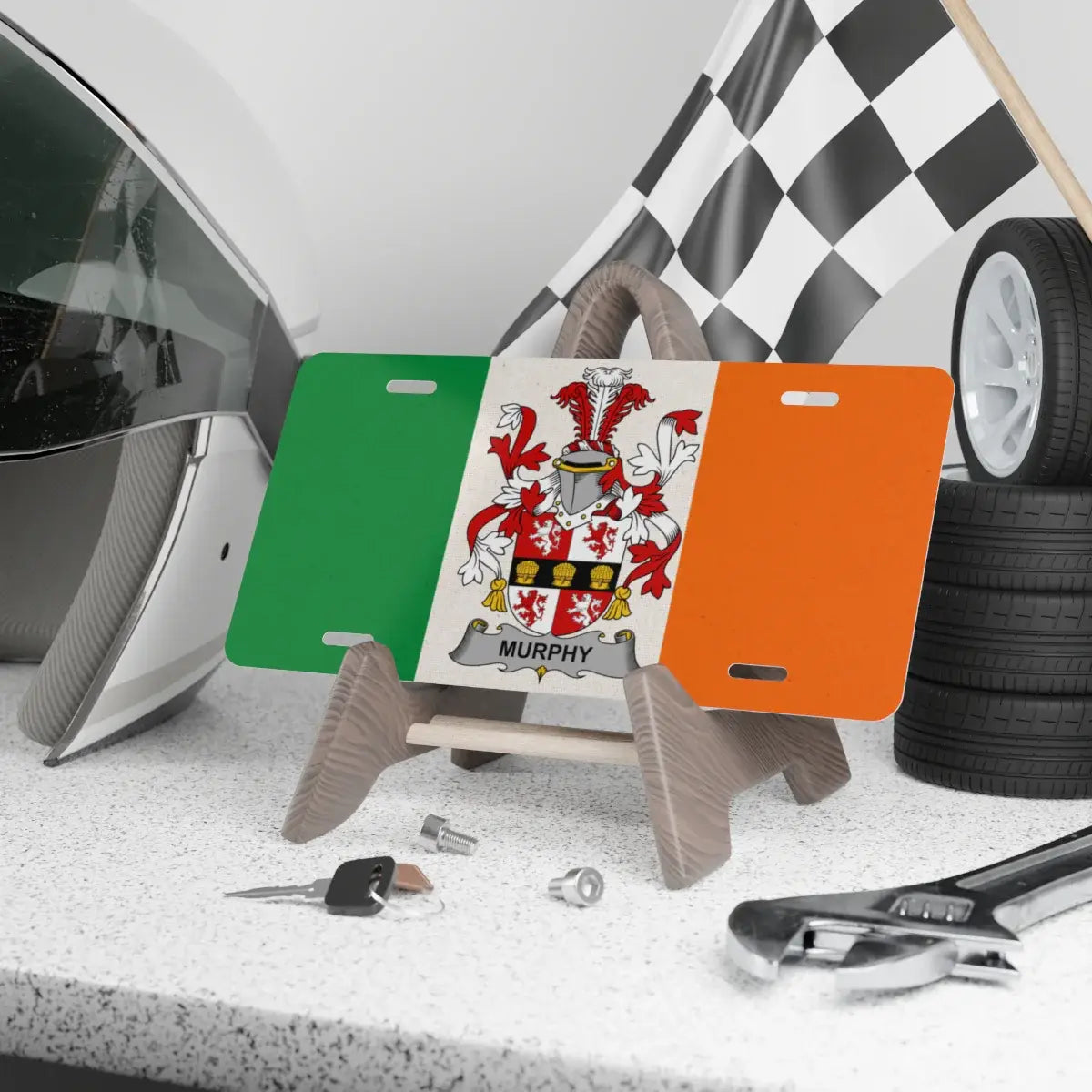 Personalized Racing Themed Irish Flag License Plate product