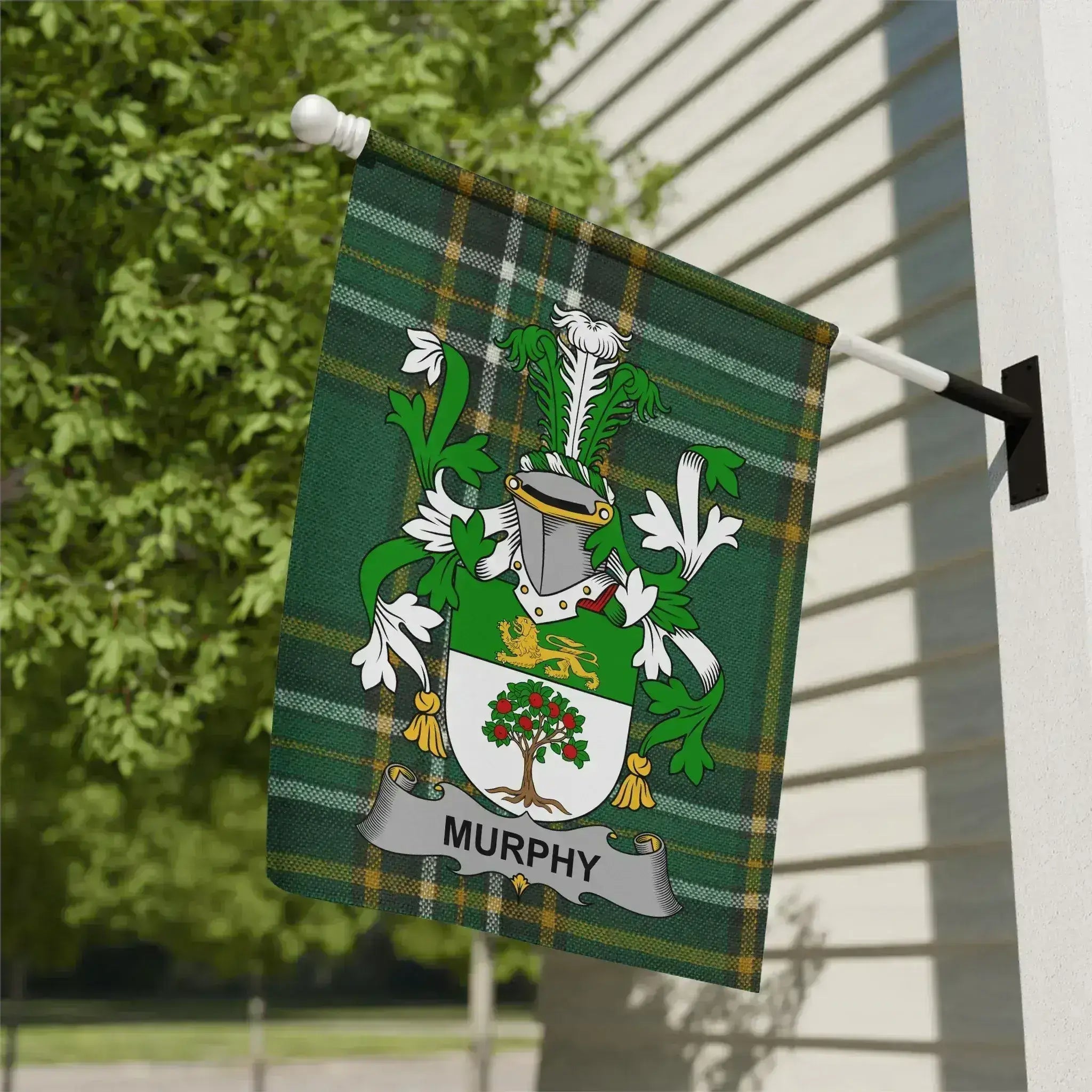 Personalized Green Tartan Family Crest Flag Product