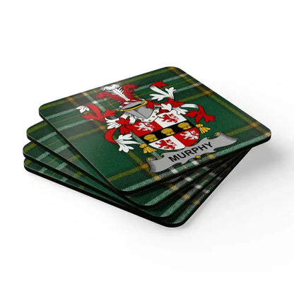 Murphy Family Crest Green Plaid Coasters product