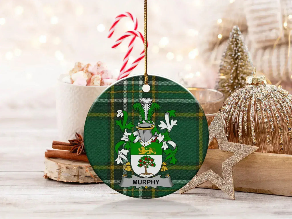 Custom Green Plaid Family Crest Ornament product type