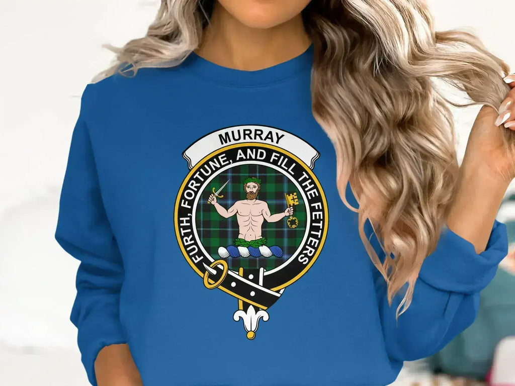 Murray family crest Furth Fortune sweatshirt in forest green — unique clan design on fleece