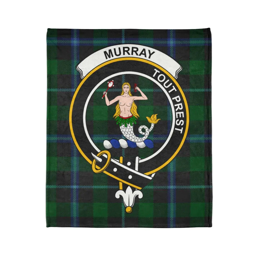 Murray Tout Prest mermaid clan crest detail on tartan throw blanket — printed polyester sofa throw