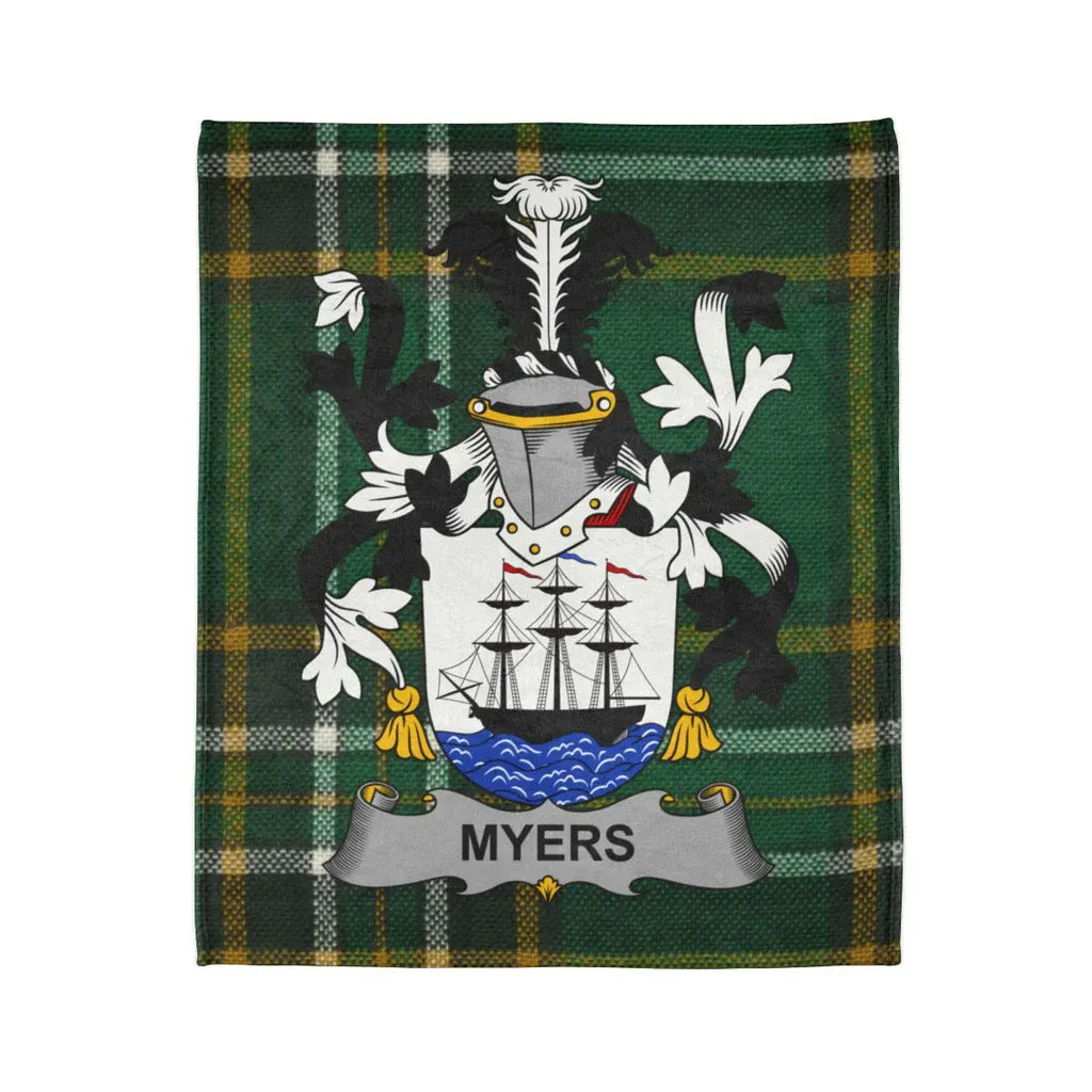 Personalized Myers Family Crest Tartan Blanket