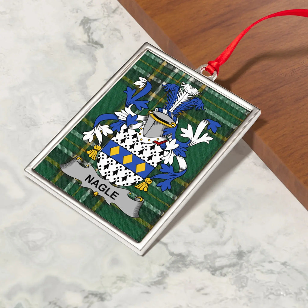 Nagle Family Crest Artwork Plaque with Tartan Design product