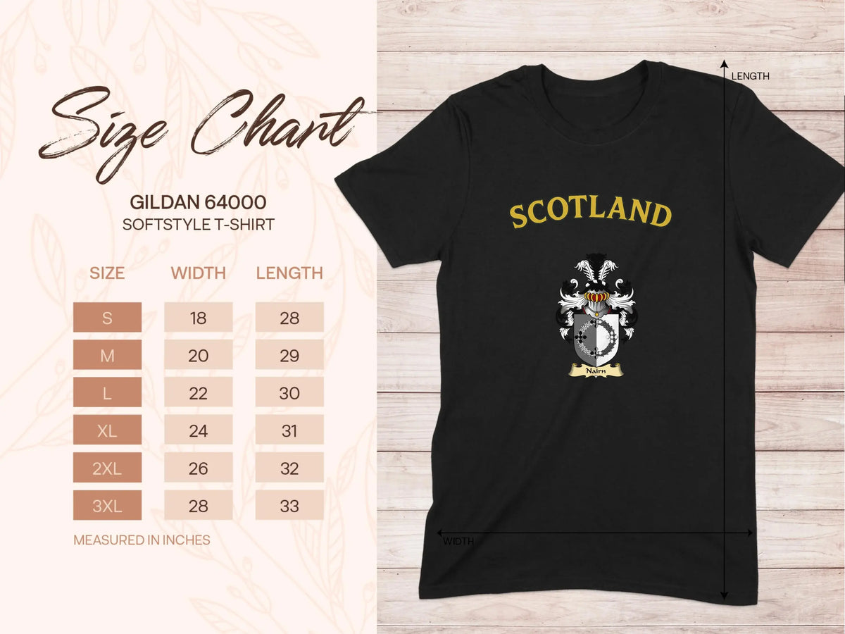 Nairn softstyle Scotland graphic T-shirt in black — relaxed unisex cut, breathable cotton
