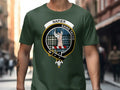 Clan Napier t-shirt in black — heraldic crest emblem on soft cotton