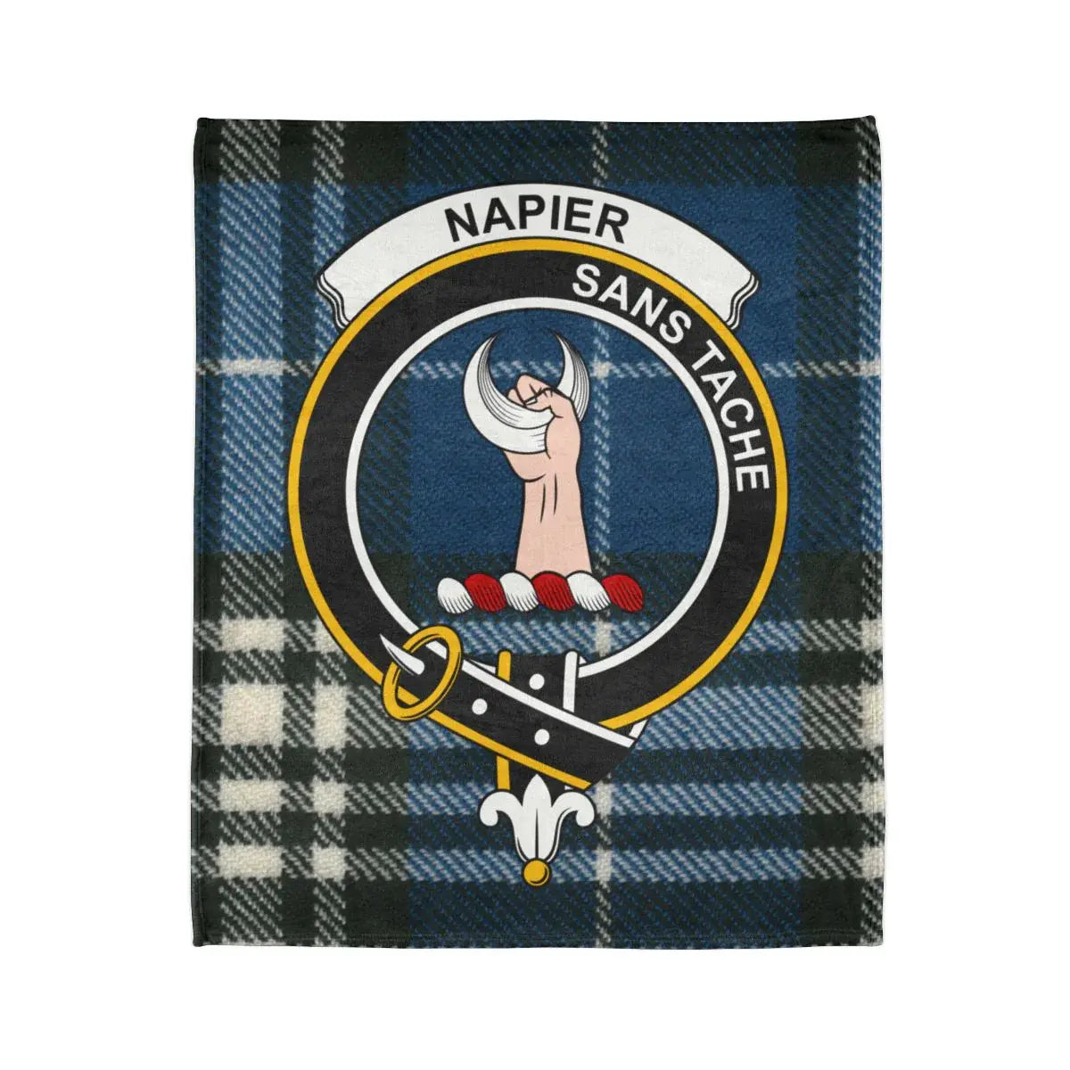 Clan Napier printed throw blanket — sans tache crest, 50x60 inch size