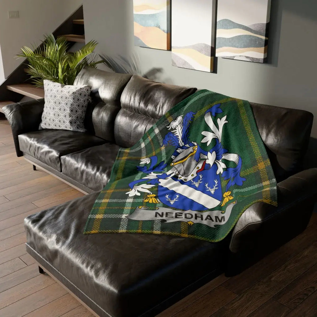 Needham Family Crest Tartan Emblem Blanket