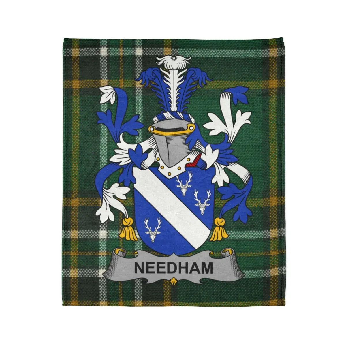 Needham Family Crest Tartain Blanket Design