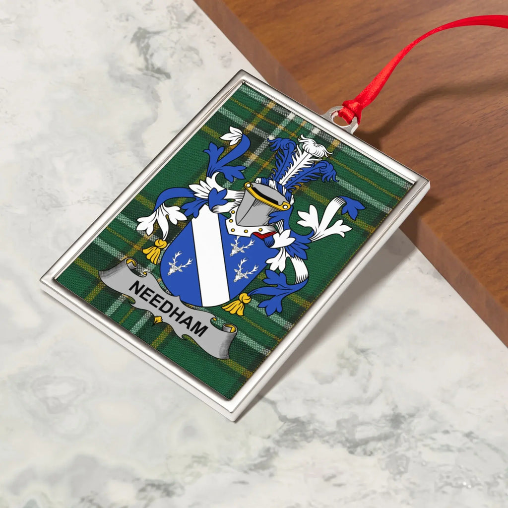 Needham Family Crest Plaid Background Ornament product