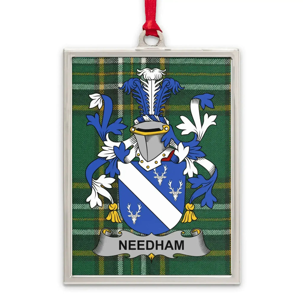 Needham Family Crest Plaid Background Ornament product