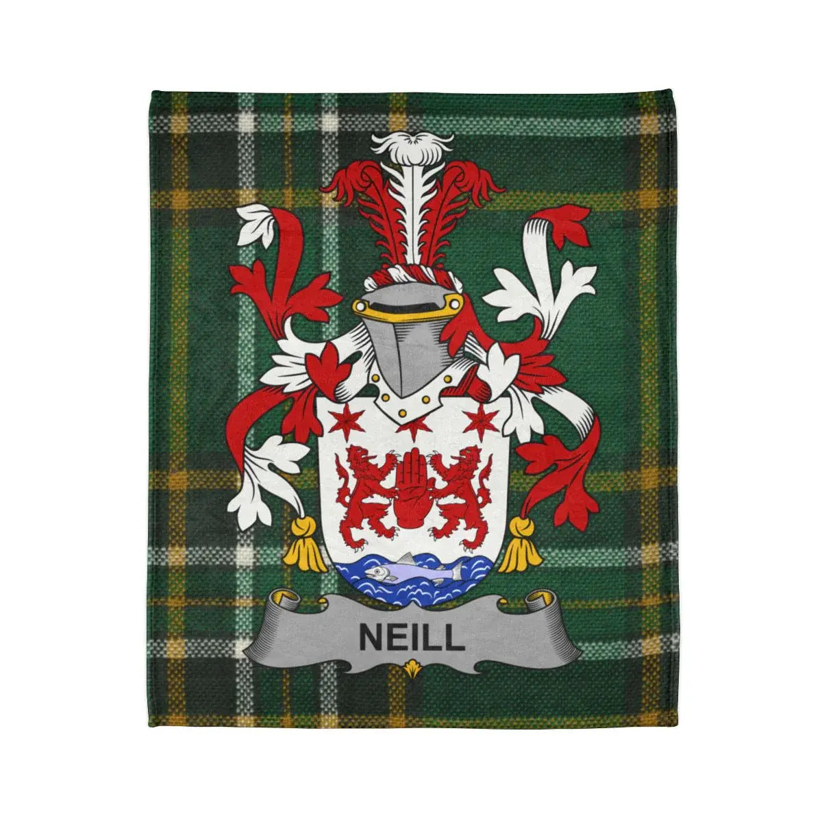 Clan Neill Tartan Crest Shield Throw Blanket