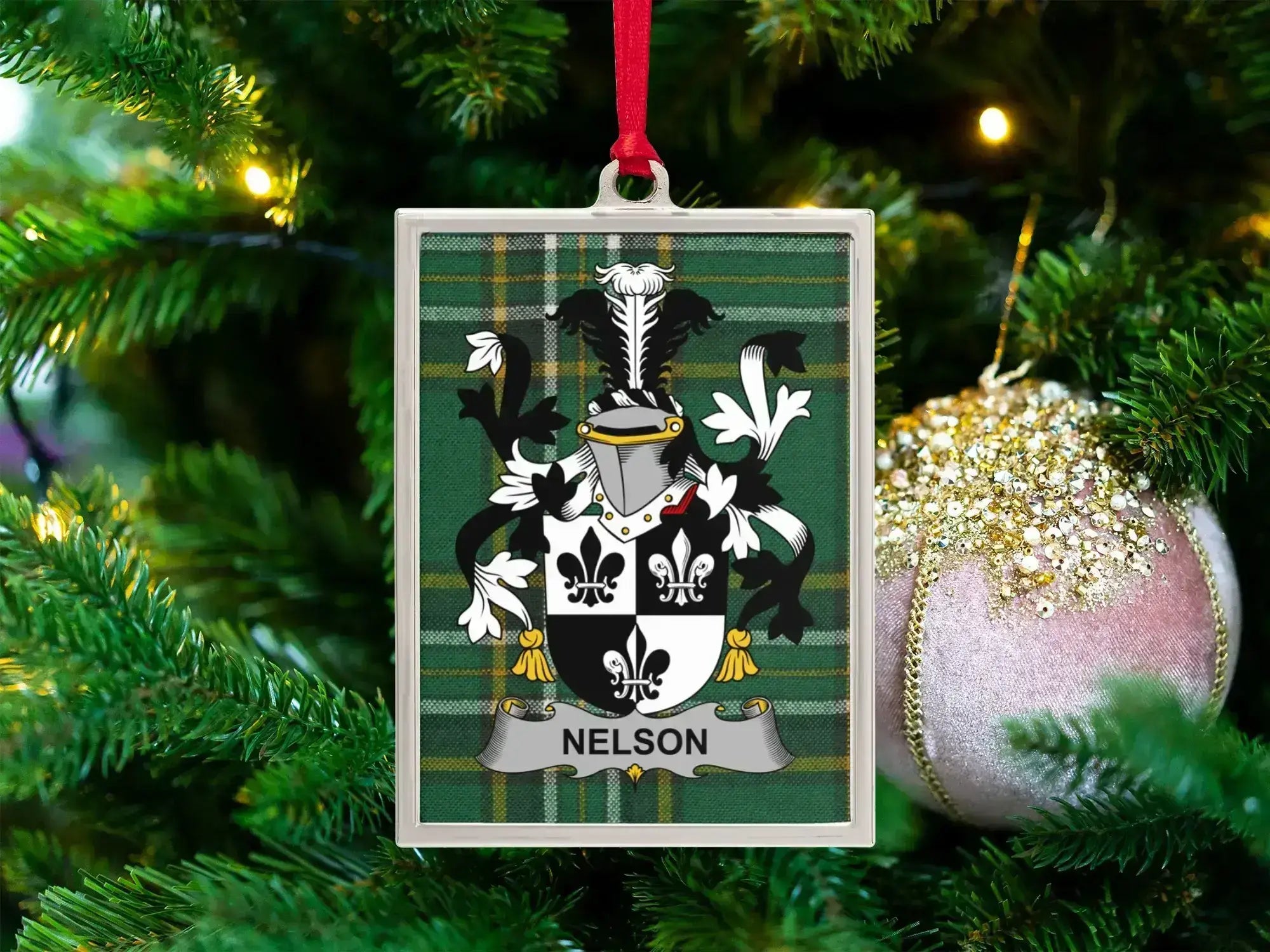 Nelson Family Crest Holiday Tree Ornament product type