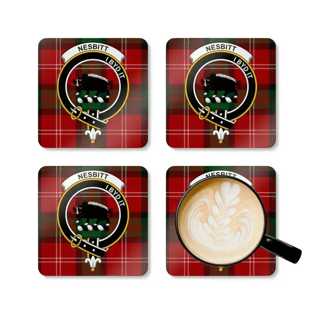 Scottish Clan Crest Tartan Pattern Coaster Set product type