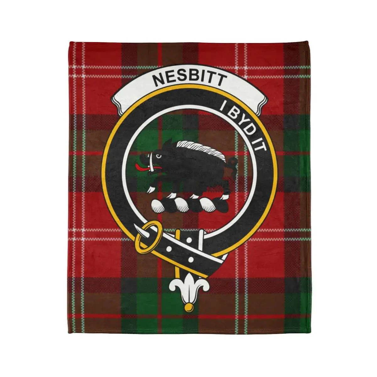 Nesbitt I Byd It Shield and Plaid Background Blanket
