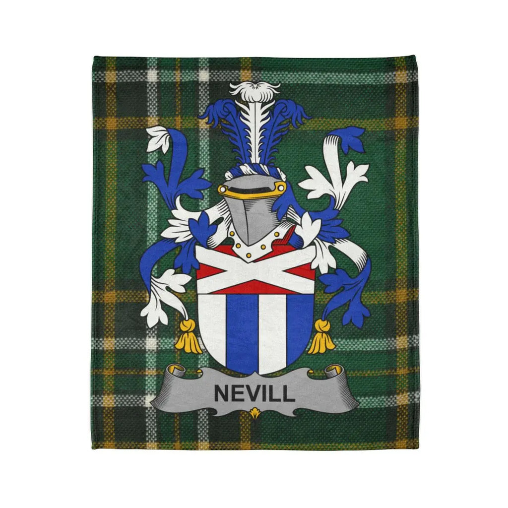 Nevill Coat of Arms Family Crest Tartan Blanket