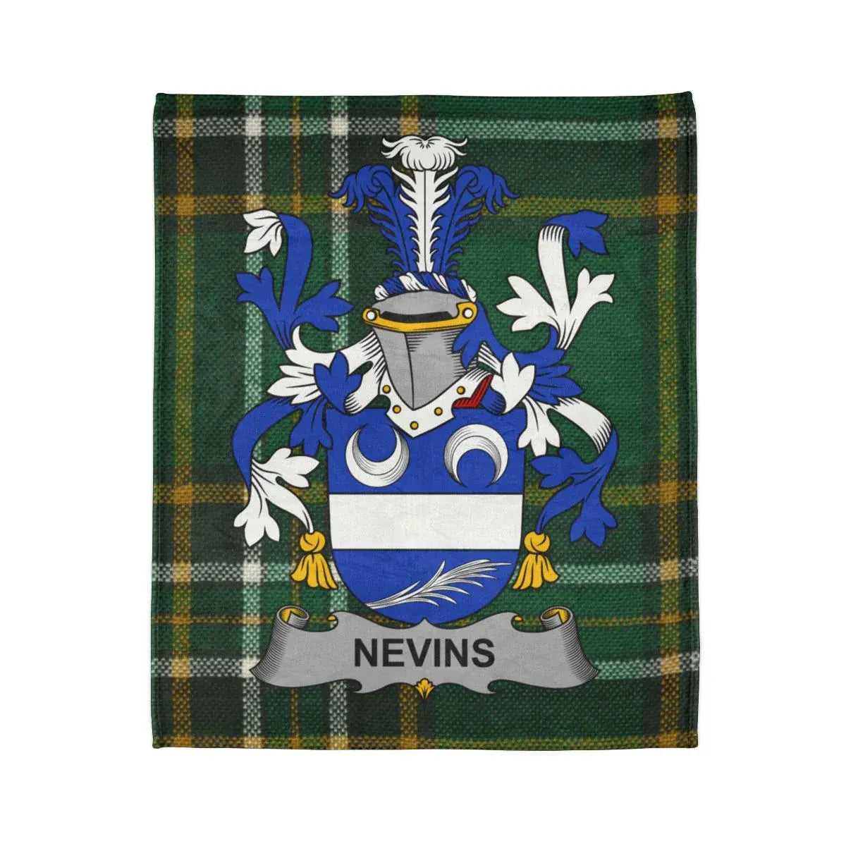 Nevins Family Crest Tartan Patterned Blanket