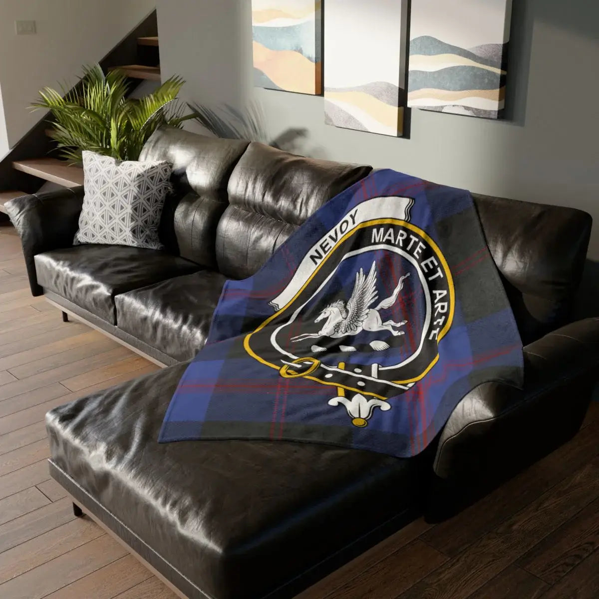 Scottish Clan Crest Plaid Blanket Decorative Accessory