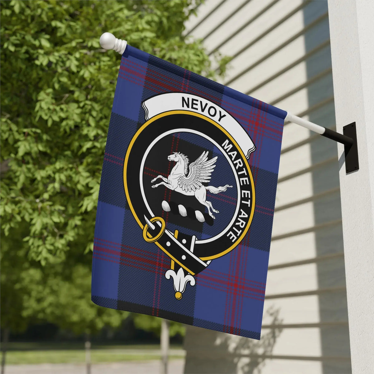 Pegasus with Plaid Shield Outdoor House Flag